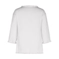 thumbnail image 6 of Zedker Long Sleeve Blouse for Women Crew Neck Loose Fit Summer Casual Tops/T-shirt With Fringes Top White L, 6 of 6