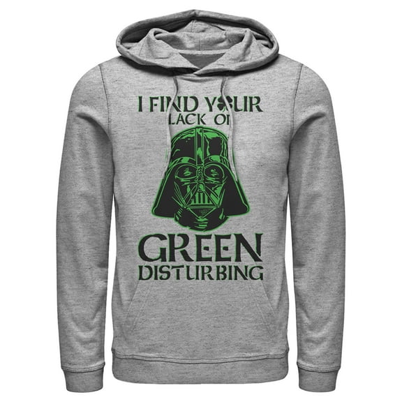 Men's Star Wars St. Patrick's Day Darth Vader I Find your Lack of Green Disturbing Pull Over Hoodie Athletic Heather X Large