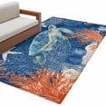 thumbnail image 2 of Sea Corals Turtle Washable Area Rugs 2.7'x5', Summer Beach Sea Stars Dark Blue Low Pile Throw Living Room Rug Non-Slip Sturdy Edge Binding Carpet for Indoor Entryway Bedside Kitchen, 2 of 9