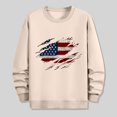 thumbnail image 5 of Wyobmus Mens Graphic Sweatshirt Usa.Flag Sweatshirt Casual Long Sleeve Round Neck Base Hoodless Sweatshirt Khaki, 5 of 5