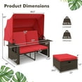 thumbnail image 3 of Costway Lit de Jour en Rotin pour Patio Extérieur avec Auvent Rétractable et Dossiers Réglables Rouge, 3 of 10