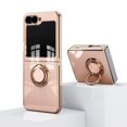 thumbnail image 2 of Decase for Samsung Galaxy Z Flip 6 Case with 360°Ring Holder Kickstand,Hinge Protection,Support Magnetic Car Mount,Luxury Gold Plating Edge Slim Shockproof Bumper Galaxy z flip6 Phone Cover,Pink, 2 of 6