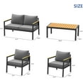 thumbnail image 7 of Aluminum Patio Furniture Set 4 Pieces Patio Conversation Set Outdoor Sectional Sofa with Thicken Cushion and Plastic-Wood Coffee Table, Patio Sets Fits Garden Backyard Balcony (Grey), 7 of 7