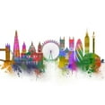 thumbnail image 3 of Fab Funky 18x15 Black Modern Framed Museum Art Print Titled - London Skyline Rainbow Bright, 3 of 5