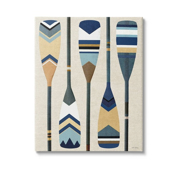 Stupell Industries Nautical Boat Oars Nature Painting Gallery Wrapped Canvas Art Print Wall Art, 16 x 20