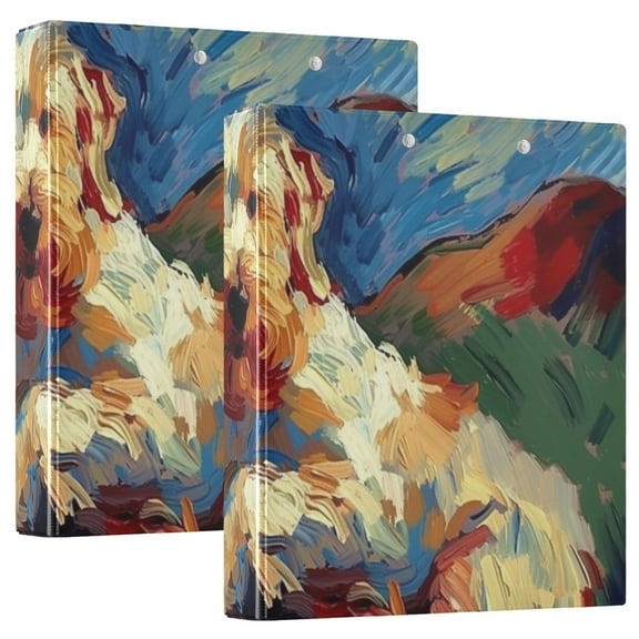 Dog Starry Sky 3 Ring Binders 1.5 inch Hardcover File Folders with Interior Pockets A4 Size Organizer for School Office Hospital Set of 2