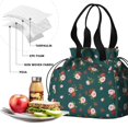 thumbnail image 4 of Pioneer Flower Floral Print Pattern Drawstring Lunch Bag Women - Drawstring Lunch Bag Insulated for Work Office - Stain-Resistant Large Lunchbags for Women with Multi-Pockets, 4 of 6
