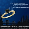 thumbnail image 2 of Gem Stone King 14K Yellow Gold Black Sapphire and Lab Grown Diamond Engagement Ring for Women | 1.31 Cttw | Round 6MM | Gemstone September Birthstone | Size 7, 2 of 6
