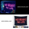 thumbnail image 3 of 1pc NO MUSIC NO LIFE Fluorescent tapestry, UV black light floral and plant tapestry, bedroom home decoration wall hanging (GT3829,130x150cm), 3 of 6