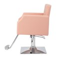 Pink PVC leather high oil pump barber chair with rivet type aluminum