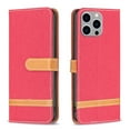 thumbnail image 3 of For iPhone 15 Pro Case,Decase Wallet Card Slots Holder Phone Cover,Premium Cloth Fabric Hybrid PU Leather Full Body Protective Shockproof Shell,for Apple iPhone 15 Pro - Red, 3 of 5
