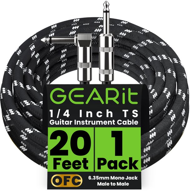Cable para Instrumento GEARit 6.35 mm 6 m Ángulo Recto a Recto