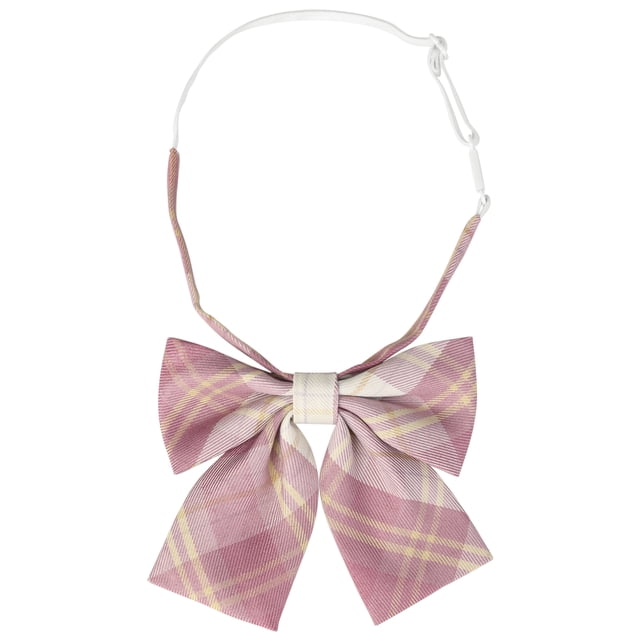 INSPIRAR CHIC Corbatas de moño preatadas para mujeres, ajustables, de cuadros coloridos de tartán para disfraz en color rosa
