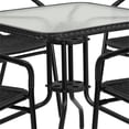 thumbnail image 3 of Bowery Hill 5 Piece Rattan/Glass Square Patio Dining Set in Black, 3 of 7