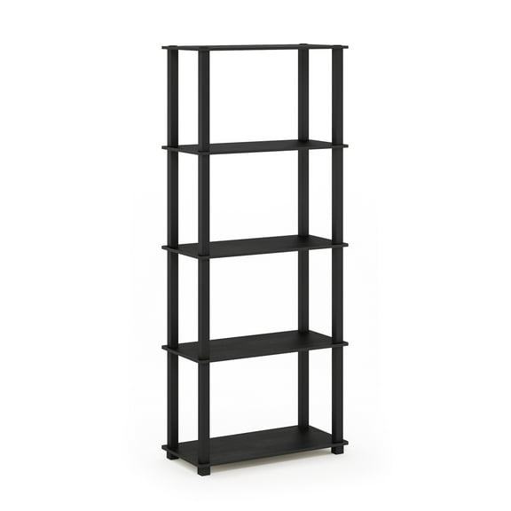 Furinno Turn-S-Tube 5-Tier Square Tubes Display Shelf, Americano/Black