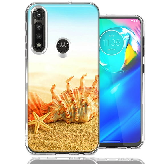 MUNDAZE For Motorola G Power Beach Shell Design Double Layer Phone Case Cover