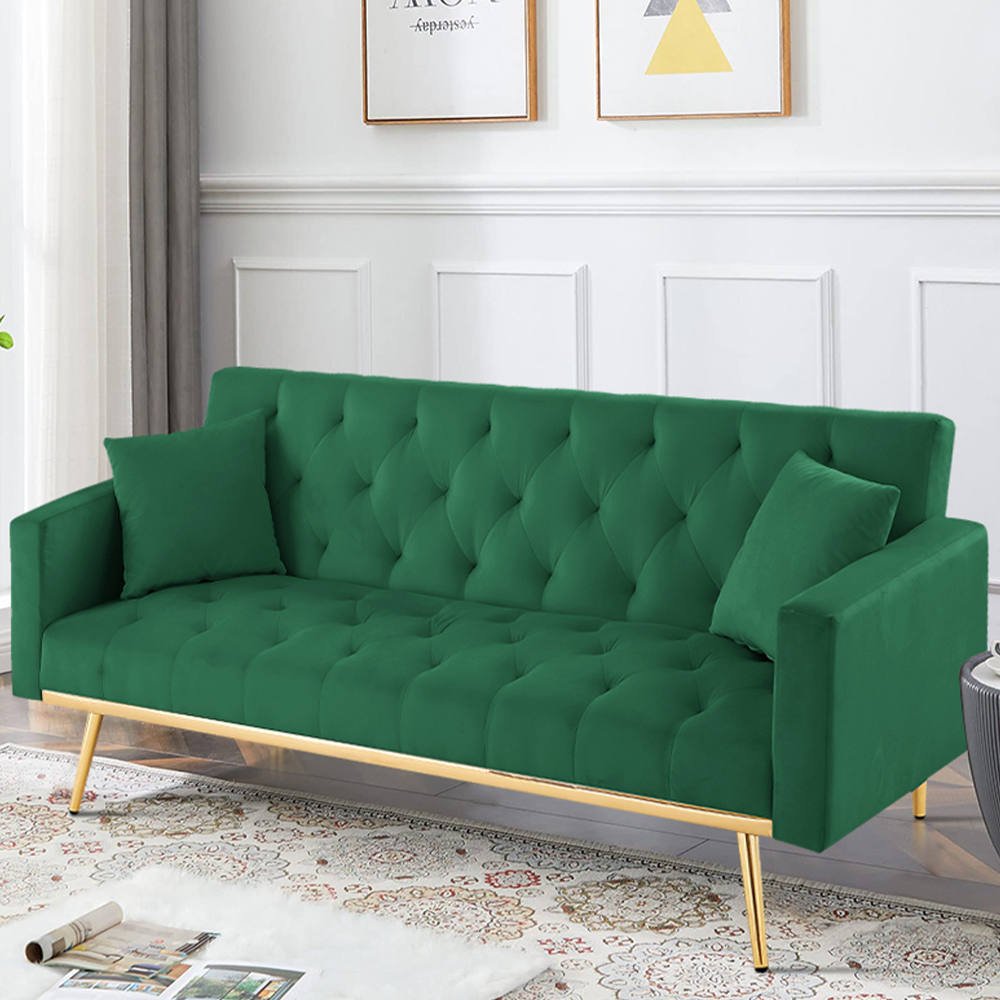 KAMIDA Convertible Sofa Bed, Modern Velvet Sleeper Sofa Bed with