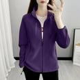 thumbnail image 5 of hoksml Women's Lightweight Full Zip Soft Fleece Jacket Fashion Solid Color Outdoor Casual Zipper Stand Sports Long Sleeved Recreation Coat with Zipper Pockets, 5 of 6