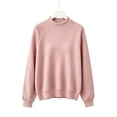 thumbnail image 3 of WDWYY Girls Waffle Knit Mock Neck Sweatshirt Fall Winter Pullover Loose Fit Raglan Long Sleeve Casual Top Pink 11-12Y, 3 of 5