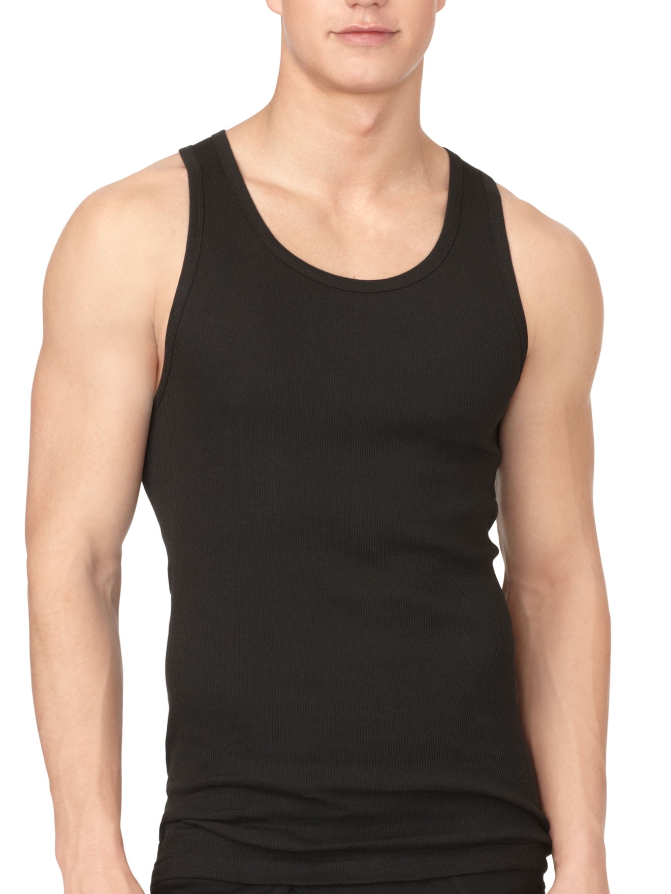 Calvin Klein Men's Cotton Rib Tank Top - 3 Pack, Black, XLarge 