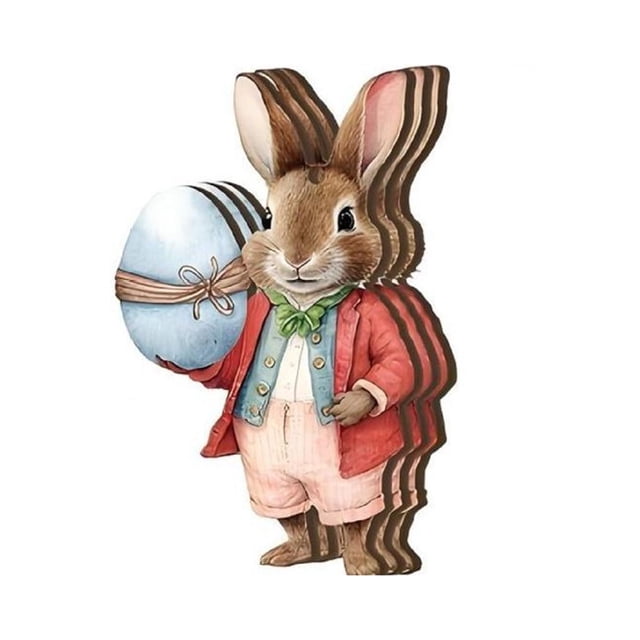Binwennn Retro Easter Wooden Decorations Rabbit Wooden Hollow Rural Farmhouse Easter Home Decorations Suitable For Tree Family Party Decoration Cat Products for Cat Lovers Snowman Garland for