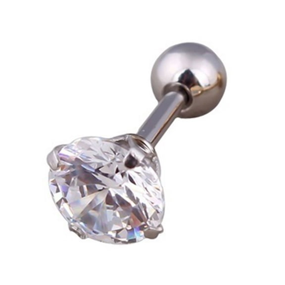 Opolski 1Pc Unisex Ear Stud Glitter Cubic Zirconia Inlaid Titanium Steel Stud Earring Fashion Cartilage Jewelry for Party Bar