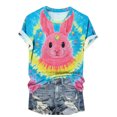 thumbnail image 4 of Youyipin Womens Tops Happy Easter Shirt Women Bunny Graphic Shirt Easter Funny Rabbit Round Neck Short Sleeve Tops Spring Tops For Women, 4 of 5