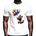 thumbnail image 2 of Camisetas casuales de manga corta con globos de colores y mapaches para hombre. Camisetas gráficas., 2 of 8