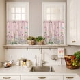 thumbnail image 3 of 3 Piece Kitchen Curtains and Valances Set Flower Pink Cafe Curtains 36 Inch Length Blue Pink Daisy Wildflower Floral Botanical Valance & Tier Curtain for Living Room Bedroom Window 54"x18"+27"x36"*2, 3 of 6