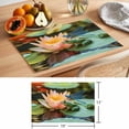thumbnail image 6 of Summer Lotus Placemats Set of 8, Flowers Frogs Dragonflies Animal Non-Slip Place Mats Washable Table Mats for Kitchen Dining Table Decorations Indoor/Outdoor, 6 of 9
