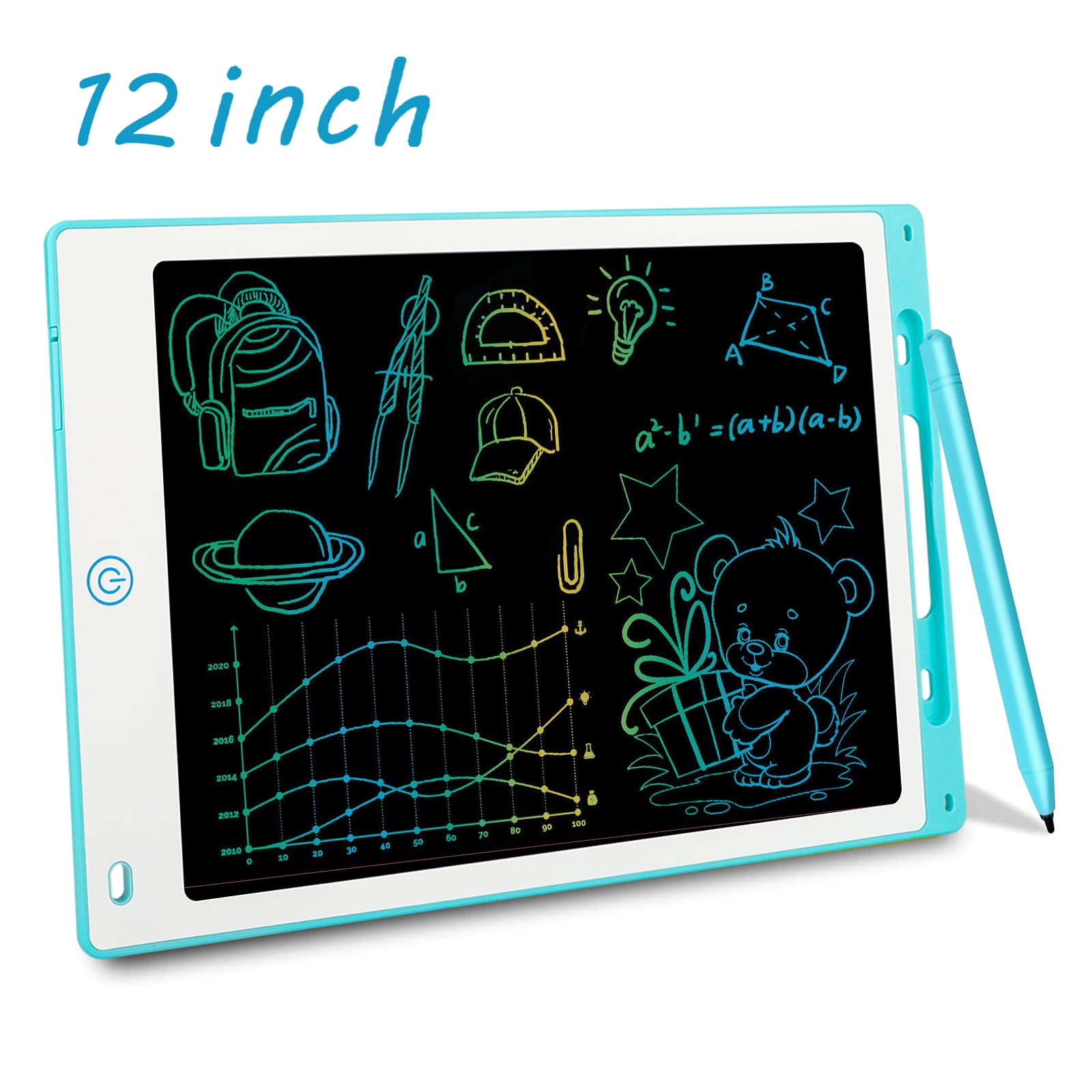 YOUNGRAYS 12 inch LCD Writing Tablet Colourful Digital ewriter Electronic Graphics Tablet Memory Lock Portable Writing Board Handwriting Pad Drawing Tablet for Kids Home School Office Blue）