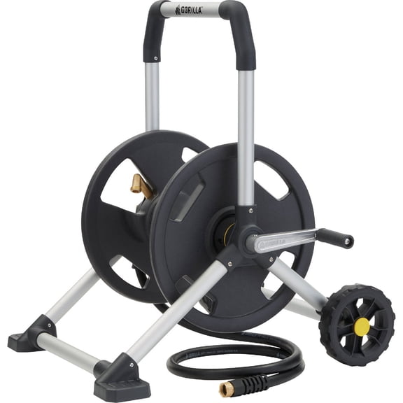 Gorilla Carts Compact Hose Reel GRS-200H - 200 Ft. Capacity, UV Resistant - Black