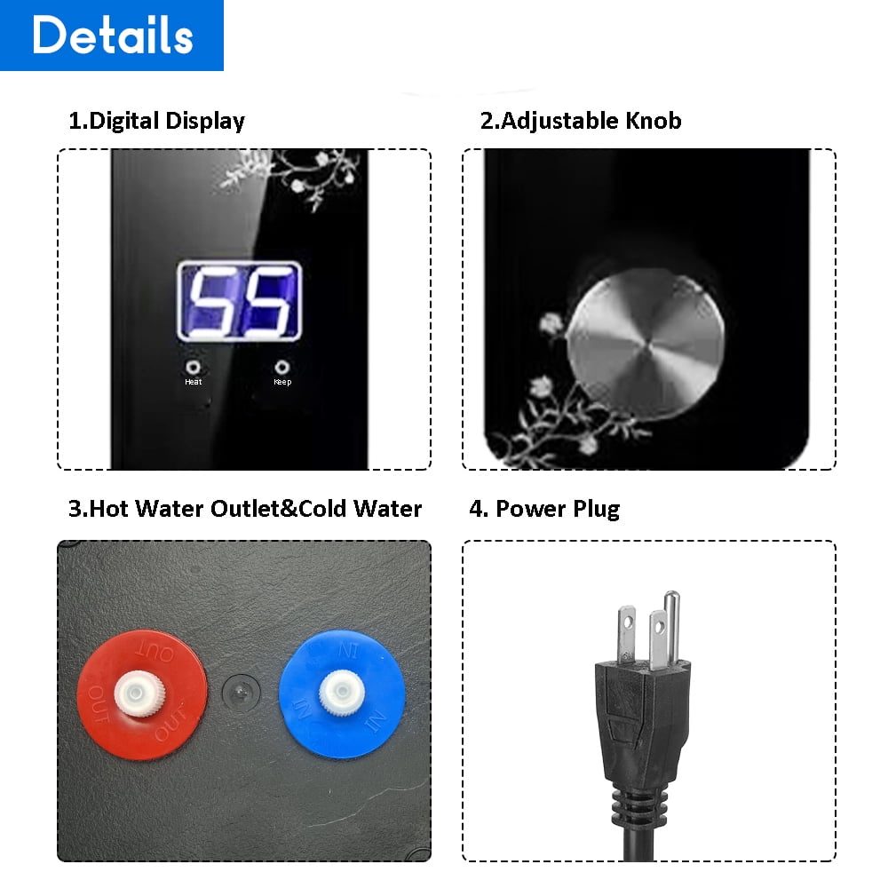 Imeshbean Electric 110 Volts 1500 Watts Tank Water Heater for Home, 10L Capacity