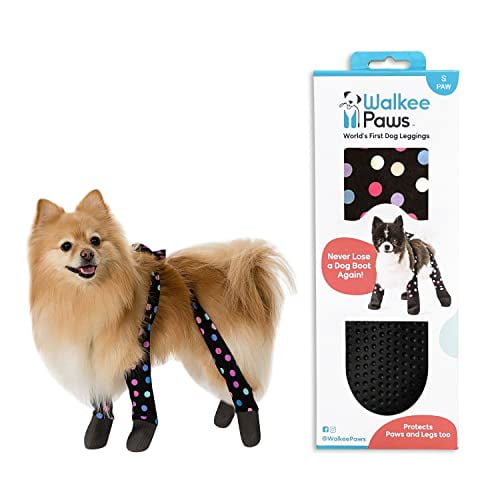 WALKEE PAWS Dog Boot Leggings, Small Dog Sizes, Seen on Shark Tank,  Adjustable Fit Protects from Hot, Cold, Wet Weather, Allergens & Chemicals,  Never Lose a Boot or Sock Again (Confetti, Small) 
