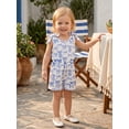 thumbnail image 6 of BemeyourBBs Toddler Baby Girls Summer Clothes One Piece Romper Jumpsuit Casual Bow Print Waist-cinching Crew Neck Sleeveless Short Overalls, 6 of 9