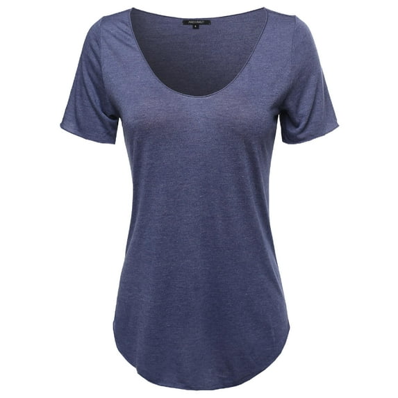 FashionOutfit Women's Basic Scoop Neck Round Hem T-Shirt