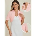 thumbnail image 2 of DARING DIVA Women's Ruched Short Sleeve Shrugs Bolero Cropped Cardigan XL Pink, 2 of 6