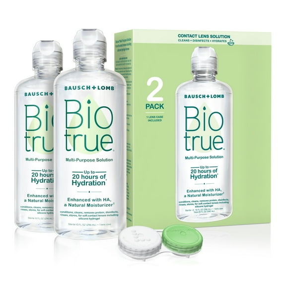 Biotrue Original Multi-Purpose Contact Lens Solution and Cleaner with Lens Case, 10 fl oz, 2 Pack