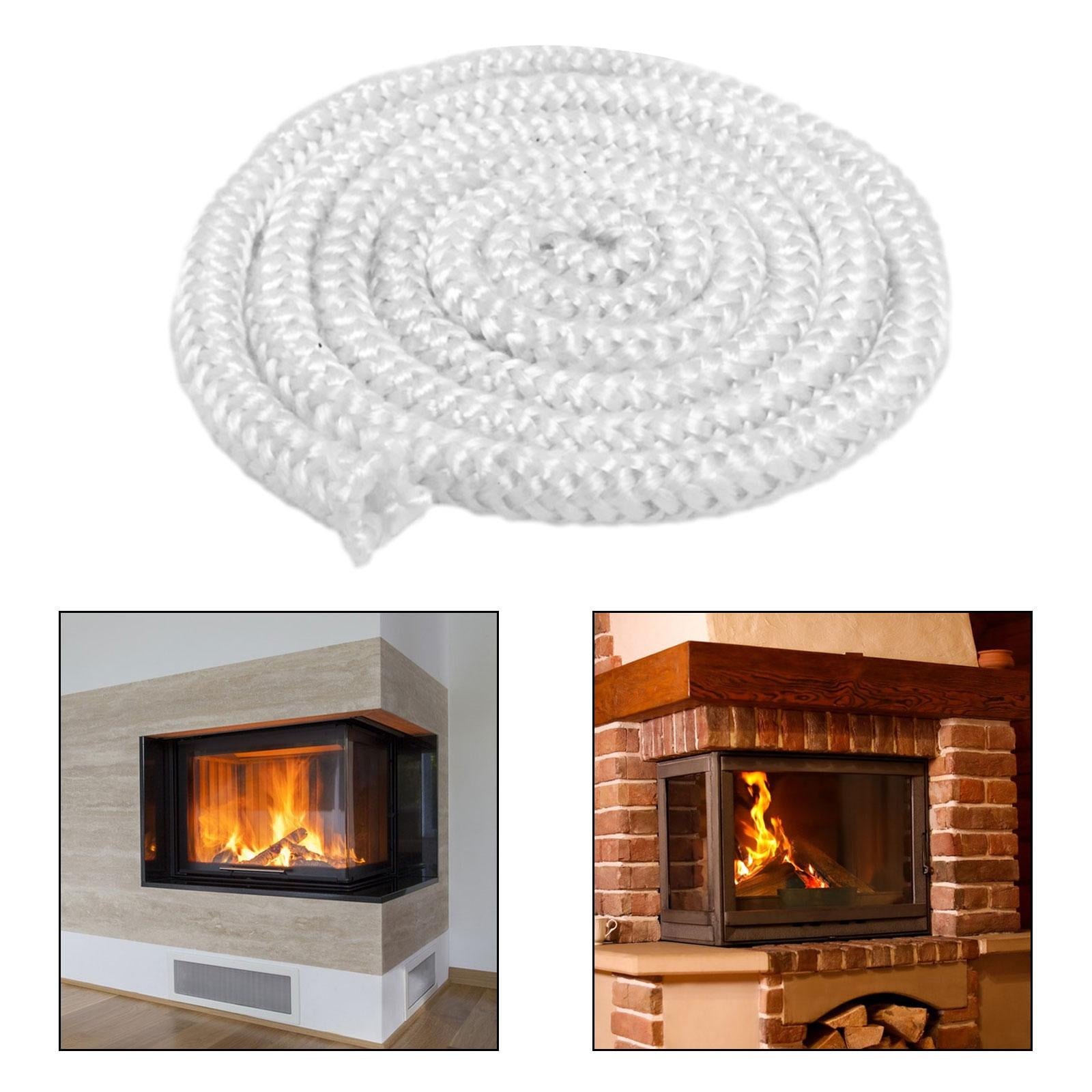 TISHITA Fireplace Door Seal Rope, Door Gasket Fiberglass Rope Seal Fire Resistance High Temperature Gasket Rope 25mmx2m