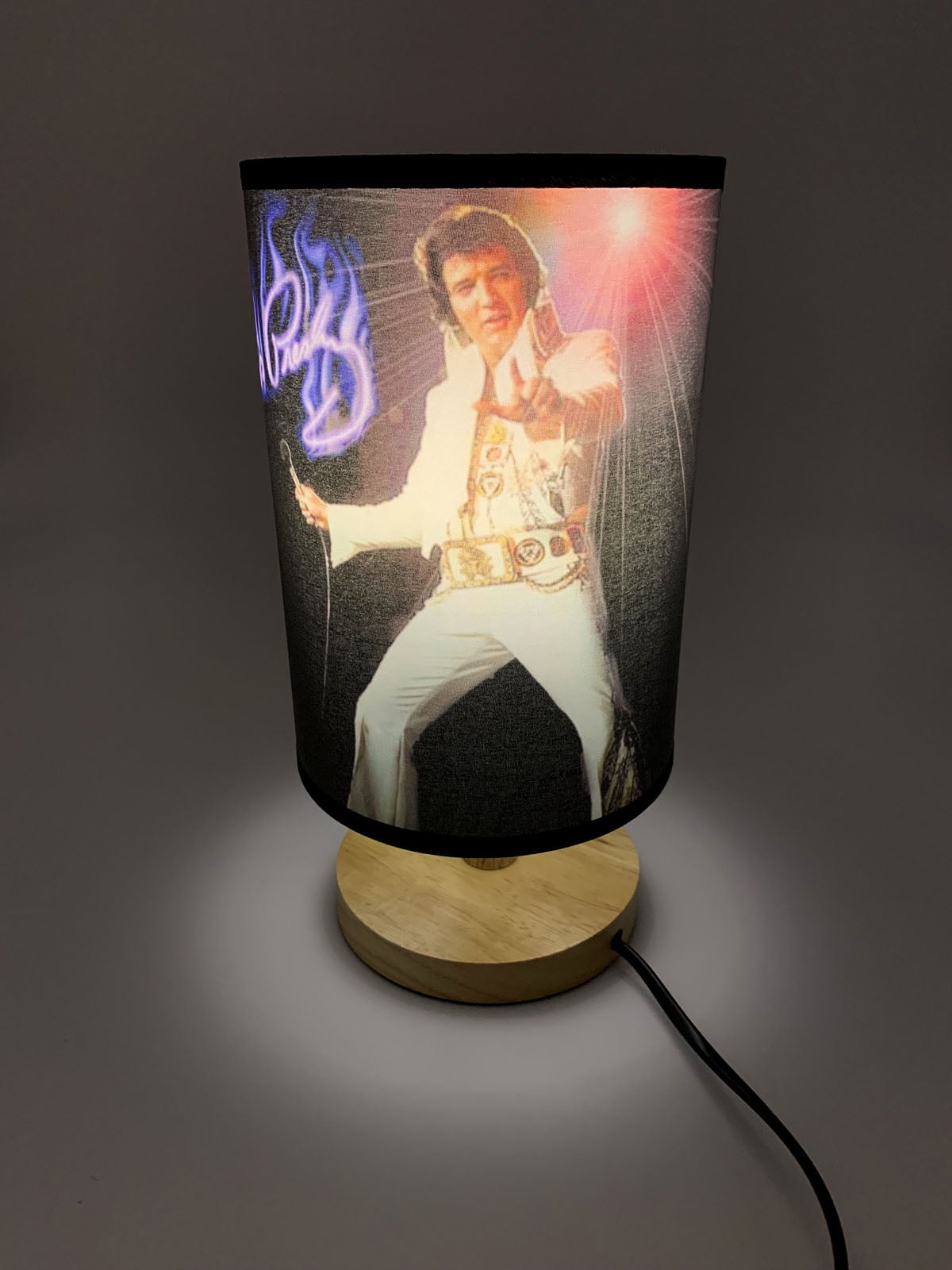 Elvis Table Lamp Night Light Wood Base Room Decoration or Great Gift Ideas