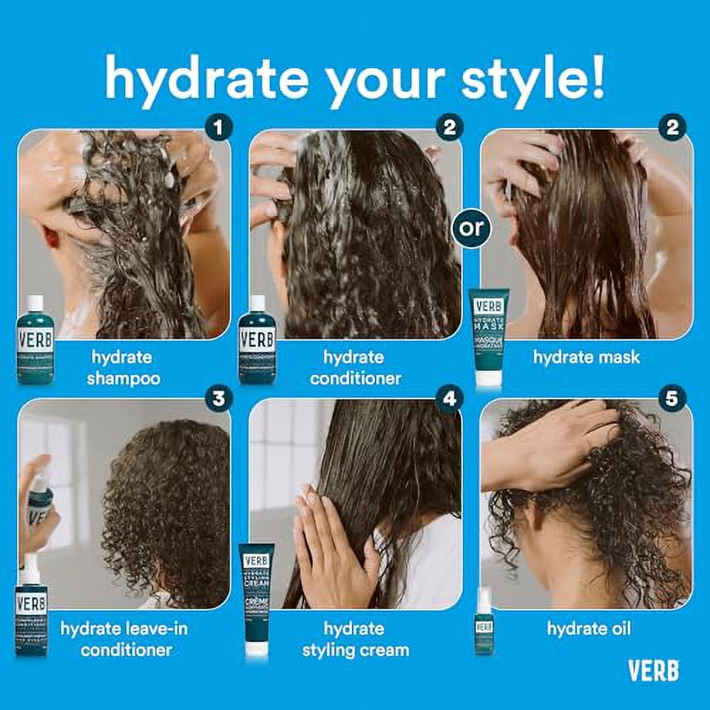 VERB Hydrate Shampoo Cleanses Dry and Frizzy Hair to Reduce Frizz  12 oz