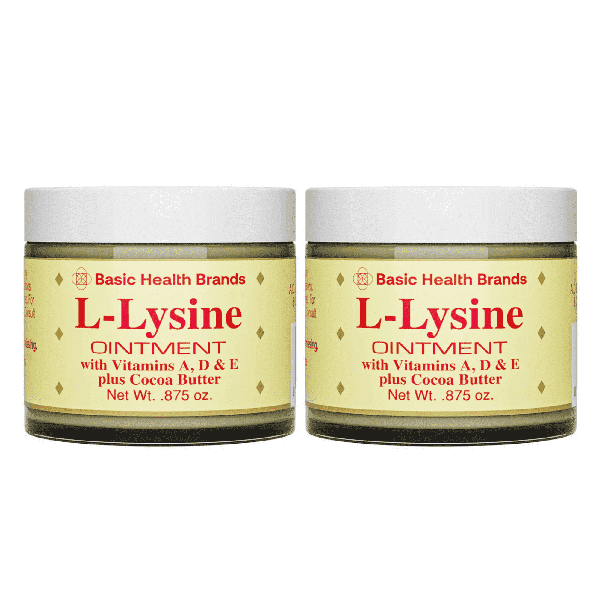 Basic Health Brands L-Lysine Ointment - 0.875 oz - Soothes Chapped Lips and Dry Skin – 2 Pack