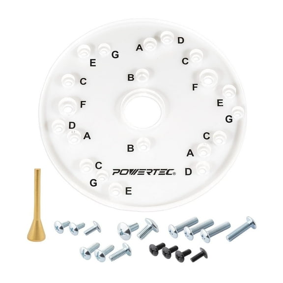 POWERTEC 6-1/2" Universal Router Base Plate w/Centering Pin & Screws. Clear Acrylic Sub Base with Marked Holes Fits Porter Cable, Bosch, Milwaukee, Ryobi, Makita, Dewalt, Craftsman, Hitachi, 71369
