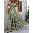 thumbnail image 2 of Women's Vintage Floral Cap Sleeve Maxi Dress with Smocked Tiered Bodice and Stretch Fit 100% Polyester Soft Fabric, 2 of 8