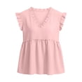 thumbnail image 6 of AUNVITO Women's V-Neck Blouse Solid Color Casual and Chic Style, 6 of 6