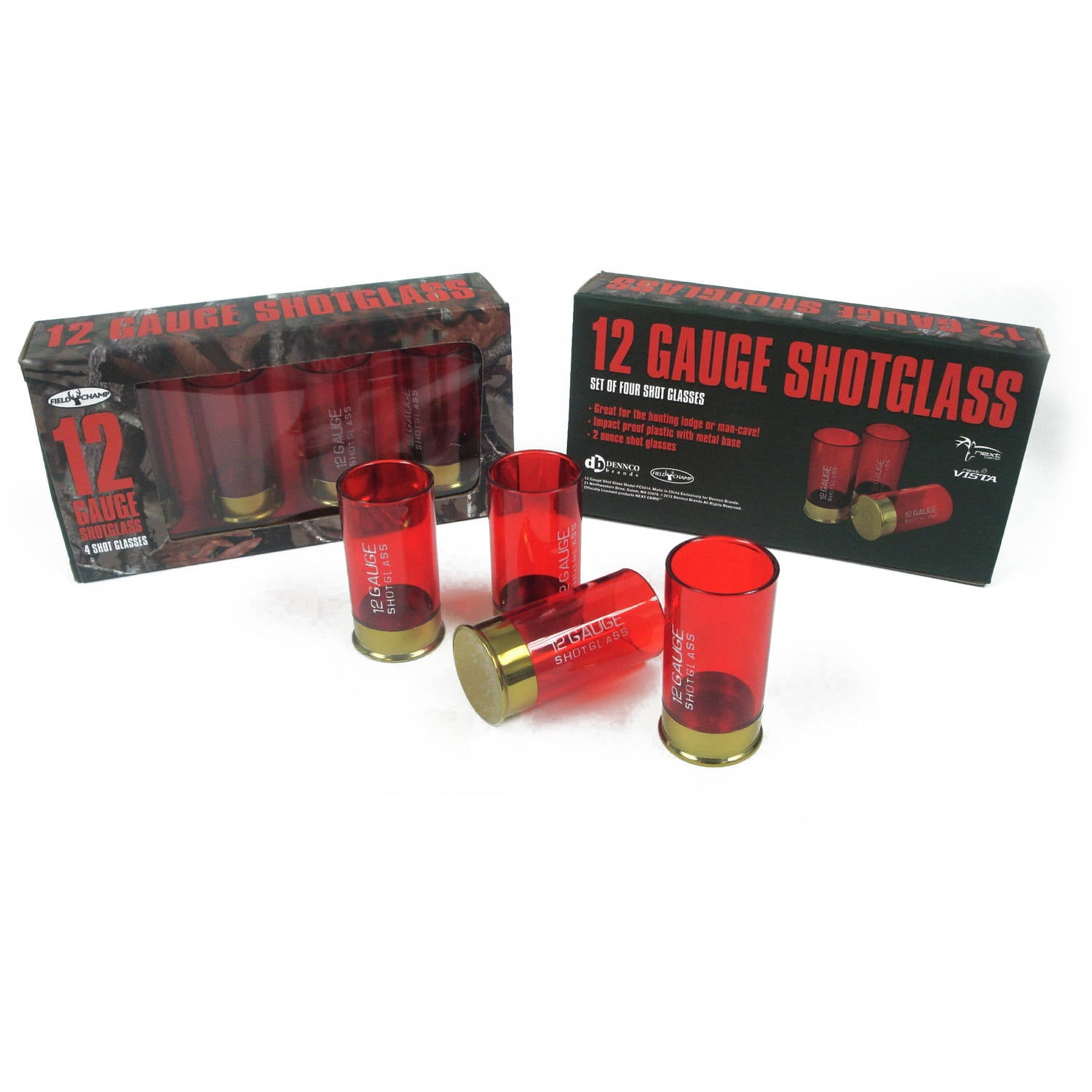 Dennco 4Piece Set of Red Plastic Shot Glasses, 2 oz