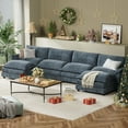 thumbnail image 5 of Furmax 4 Seats U-Shaped Cloud Couch Sectional Sofa with 2 Movable Ottomans for Living Room, Fabric Convertible Modular Couch, Blue, 5 of 7