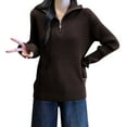 thumbnail image 2 of Wensltd Women's Turtleneck Sweater Fall Half-zipper Long Sleeve Casual Trendy Slim Fit Tops, 2 of 3