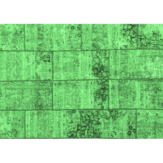 Ahgly Company Indoor Rectangle Patchwork Emerald Green Transitional Area Rugs, 8' x 12'