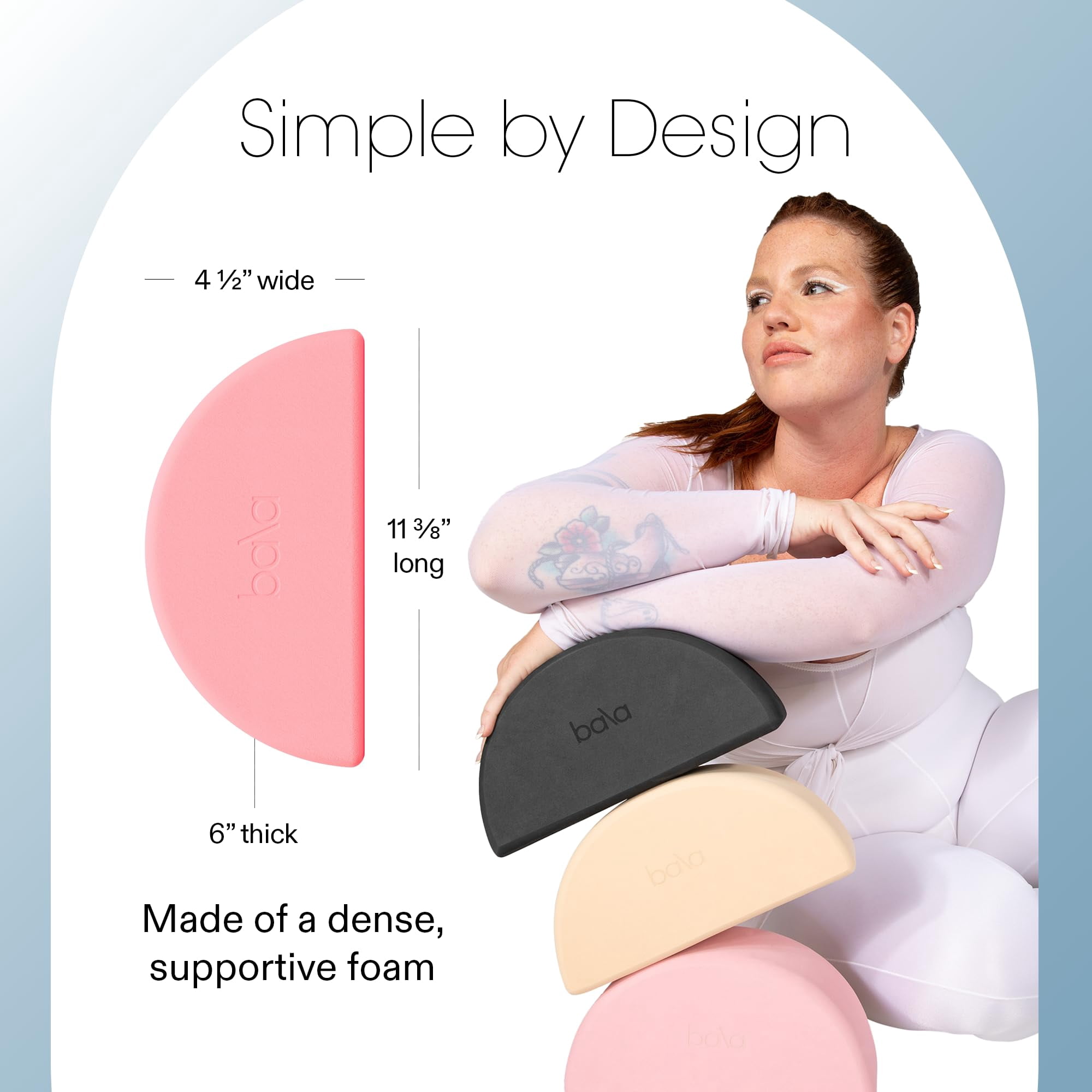 Bala Balance Blocks 2 Pack, Yoga Blocks for Working Out, (Blush) - Semi-Circular Yoga Accessories